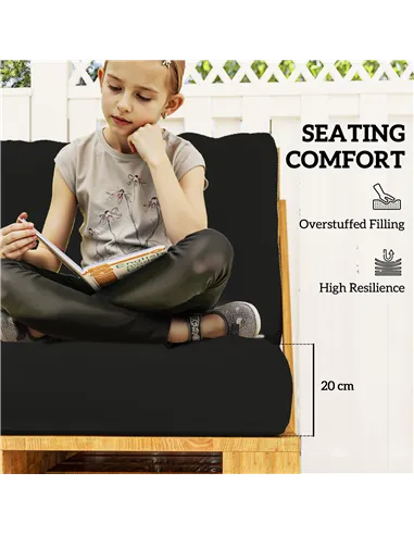 Outsunny Two Piece Seat Pallet and Back Cushions - Black