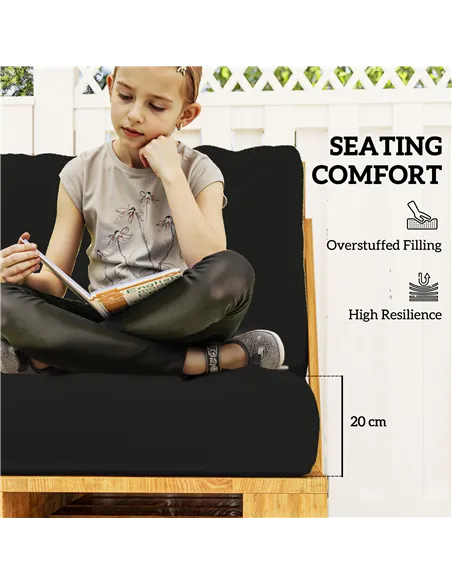 Outsunny Two Piece Seat Pallet and Back Cushions - Black