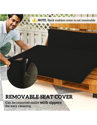 Outsunny Two Piece Seat Pallet and Back Cushions - Black