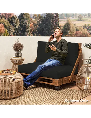 Outsunny Two Piece Seat Pallet and Back Cushions - Black