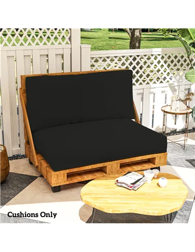 Outsunny Two Piece Seat Pallet and Back Cushions - Black