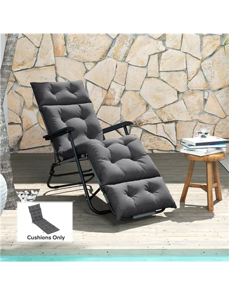 Outsunny Sun Lounger Cushions Only, 190x56x10cm Garden Lounge Chair Cushions, UPF20+ 220gsm Fabric, Thick Sunbed Replacement Pad