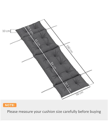 Outsunny Sun Lounger Cushions Only, 190x56x10cm Garden Lounge Chair Cushions, UPF20+ 220gsm Fabric, Thick Sunbed Replacement Pad