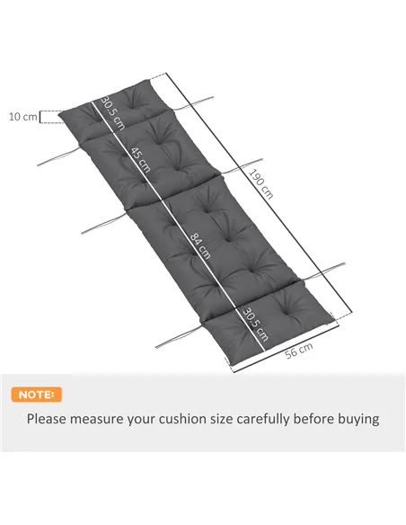 Outsunny Sun Lounger Cushions Only, 190x56x10cm Garden Lounge Chair Cushions, UPF20+ 220gsm Fabric, Thick Sunbed Replacement Pad