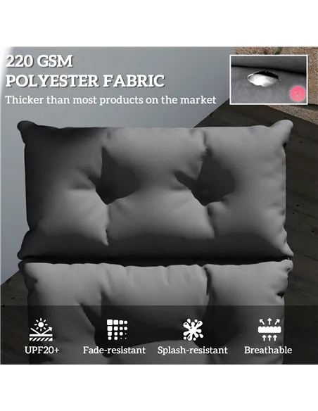 Outsunny Sun Lounger Cushions Only, 190x56x10cm Garden Lounge Chair Cushions, UPF20+ 220gsm Fabric, Thick Sunbed Replacement Pad