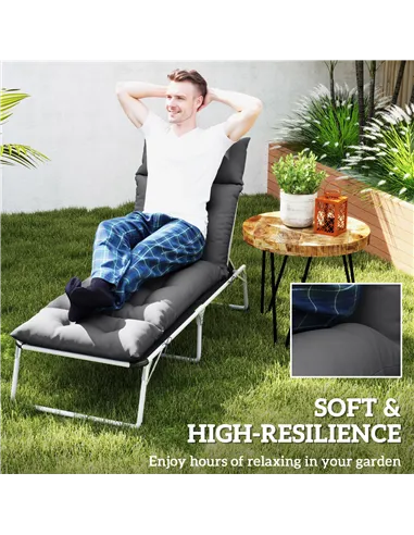 Outsunny Sun Lounger Cushions Only, 190x56x10cm Garden Lounge Chair Cushions, UPF20+ 220gsm Fabric, Thick Sunbed Replacement Pad