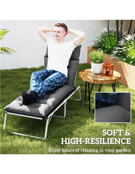 Outsunny Sun Lounger Cushions Only, 190x56x10cm Garden Lounge Chair Cushions, UPF20+ 220gsm Fabric, Thick Sunbed Replacement Pad