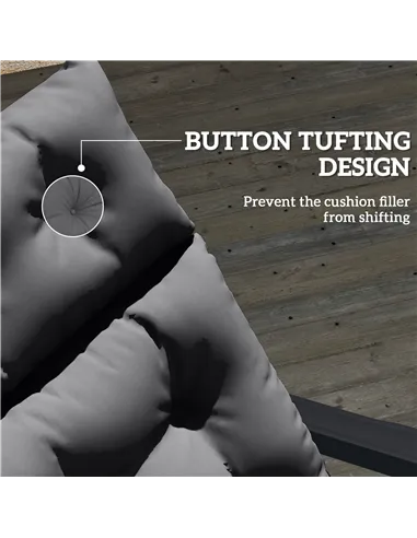 Outsunny Sun Lounger Cushions Only, 190x56x10cm Garden Lounge Chair Cushions, UPF20+ 220gsm Fabric, Thick Sunbed Replacement Pad