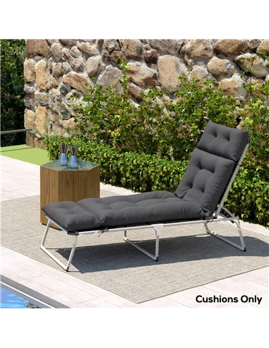 Outsunny Sun Lounger Cushions Only, 190x56x10cm Garden Lounge Chair Cushions, UPF20+ 220gsm Fabric, Thick Sunbed Replacement Pad