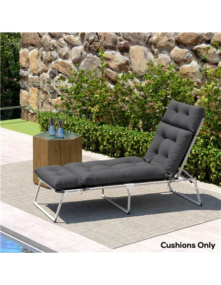 Outsunny Sun Lounger Cushions Only, 190x56x10cm Garden Lounge Chair Cushions, UPF20+ 220gsm Fabric, Thick Sunbed Replacement Pad