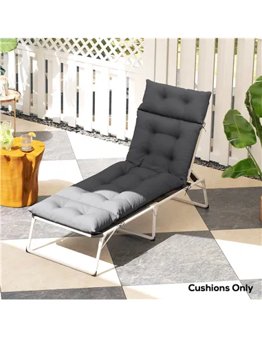 Outsunny Sun Lounger Cushions Only, 190x56x10cm Garden Lounge Chair Cushions, UPF20+ 220gsm Fabric, Thick Sunbed Replacement Pad