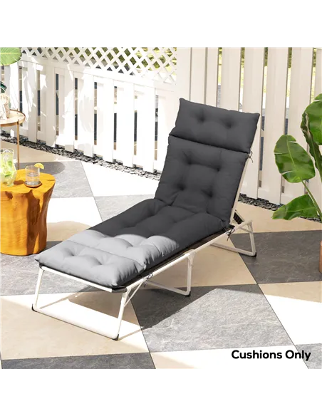 Outsunny Sun Lounger Cushions Only, 190x56x10cm Garden Lounge Chair Cushions, UPF20+ 220gsm Fabric, Thick Sunbed Replacement Pad