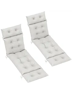Outsunny Set of Two 190 x 56cm Sun Lounger Cushions - Light Grey