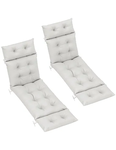 Outsunny Set of Two 190 x 56cm Sun Lounger Cushions - Light Grey