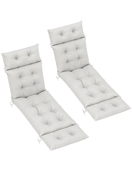 Outsunny Set of Two 190 x 56cm Sun Lounger Cushions - Light Grey