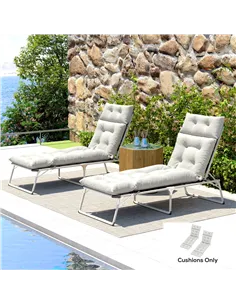 Outsunny Set of Two 190 x 56cm Sun Lounger Cushions - Light Grey 2