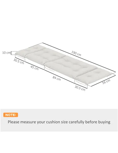 Outsunny Set of Two 190 x 56cm Sun Lounger Cushions - Light Grey