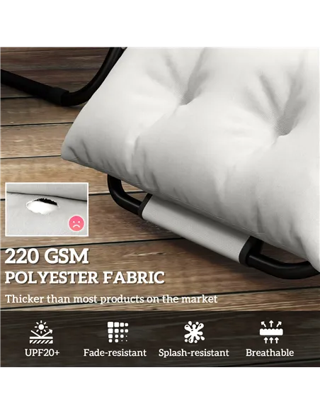 Outsunny Set of Two 190 x 56cm Sun Lounger Cushions - Light Grey