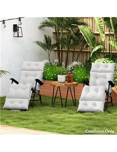 Outsunny Set of Two 190 x 56cm Sun Lounger Cushions - Light Grey