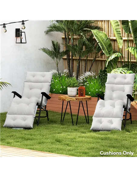 Outsunny Set of Two 190 x 56cm Sun Lounger Cushions - Light Grey