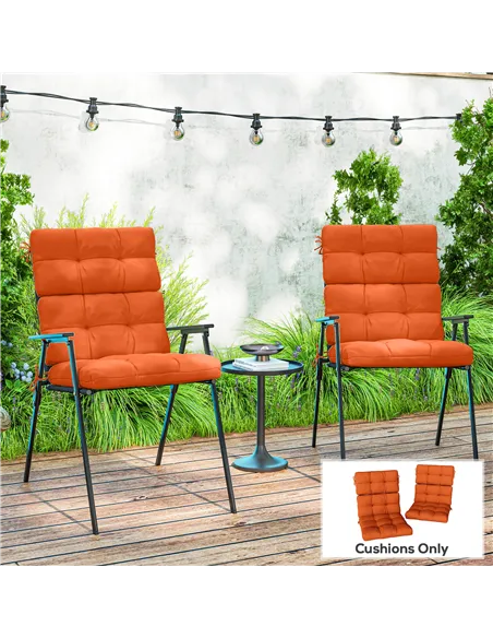 Outsunny Set of Two Padded Outdoor Seat Cushions - Orange