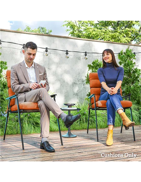 Outsunny Set of Two Padded Outdoor Seat Cushions - Orange