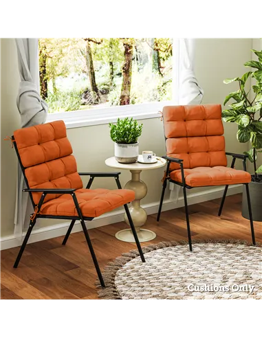 Outsunny Set of Two Padded Outdoor Seat Cushions - Orange