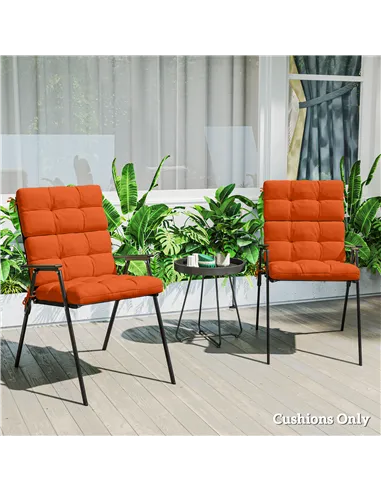 Outsunny Set of Two Padded Outdoor Seat Cushions - Orange