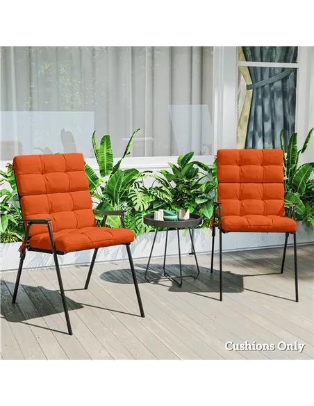 Outsunny Set of Two Padded Outdoor Seat Cushions - Orange