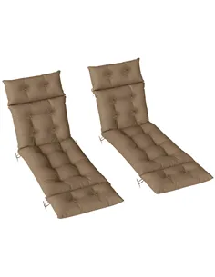Outsunny Set of Two 190 x 56cm Sun Lounger Cushions - Khaki