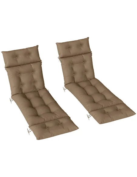 Outsunny Set of Two 190 x 56cm Sun Lounger Cushions - Khaki