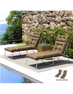 Outsunny Set of Two 190 x 56cm Sun Lounger Cushions - Khaki 2