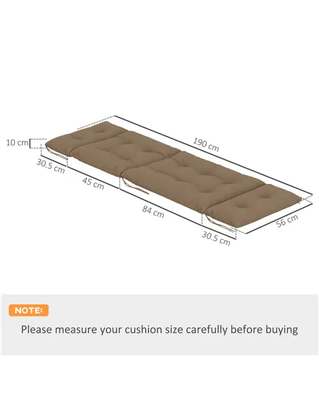Outsunny Set of Two 190 x 56cm Sun Lounger Cushions - Khaki