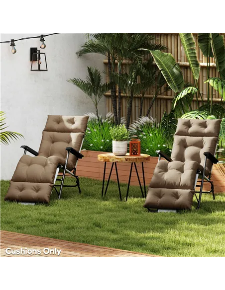 Outsunny Set of Two 190 x 56cm Sun Lounger Cushions - Khaki