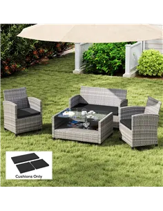 Outsunny Outdoor Seat Cushion Pads for Rattan Furniture, 3 PCs Garden Furniture Cushions, Black 2