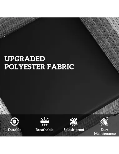 Outsunny Outdoor Seat Cushion Pads for Rattan Furniture, 3 PCs Garden Furniture Cushions, Black