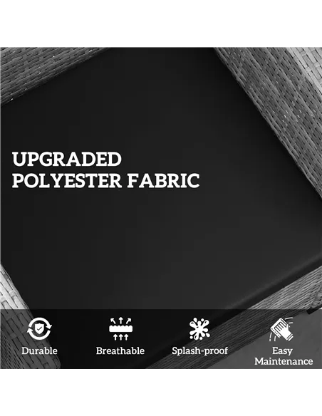 Outsunny Outdoor Seat Cushion Pads for Rattan Furniture, 3 PCs Garden Furniture Cushions, Black