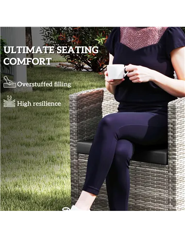 Outsunny Outdoor Seat Cushion Pads for Rattan Furniture, 3 PCs Garden Furniture Cushions, Black