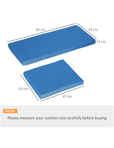 Outsunny Outdoor Seat Cushion Pads for Rattan Furniture, 3 PCs Garden Furniture Cushions,  Sky Blue