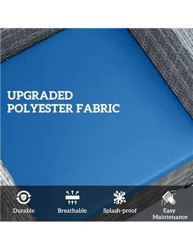 Outsunny Outdoor Seat Cushion Pads for Rattan Furniture, 3 PCs Garden Furniture Cushions,  Sky Blue