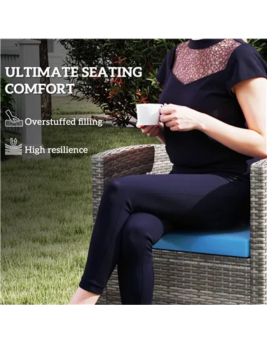 Outsunny Outdoor Seat Cushion Pads for Rattan Furniture, 3 PCs Garden Furniture Cushions,  Sky Blue