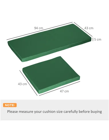 Outsunny Outdoor Seat Cushion Pads for Rattan Furniture, 3 PCs Garden Furniture Cushions, Green