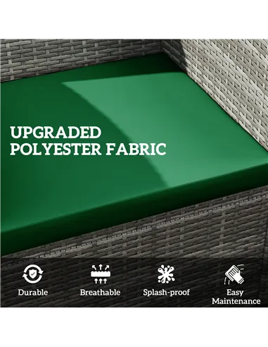 Outsunny Outdoor Seat Cushion Pads for Rattan Furniture, 3 PCs Garden Furniture Cushions, Green