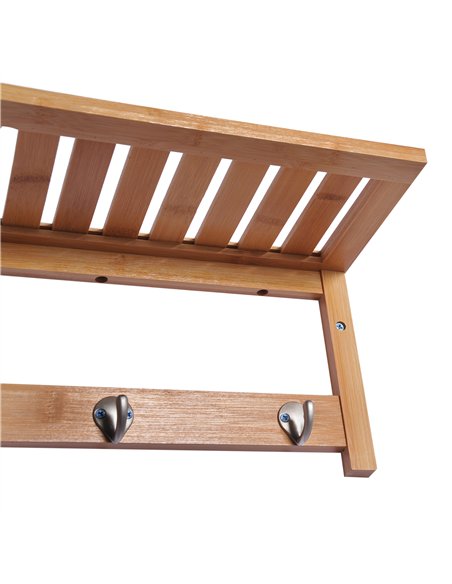 HOMCOM Wall Mounted Coat Clothes Hat Hanger 4 Hooks Rack Stand with Rail & Storage Shelf for Hallway Entryway Bedroom Bathroom