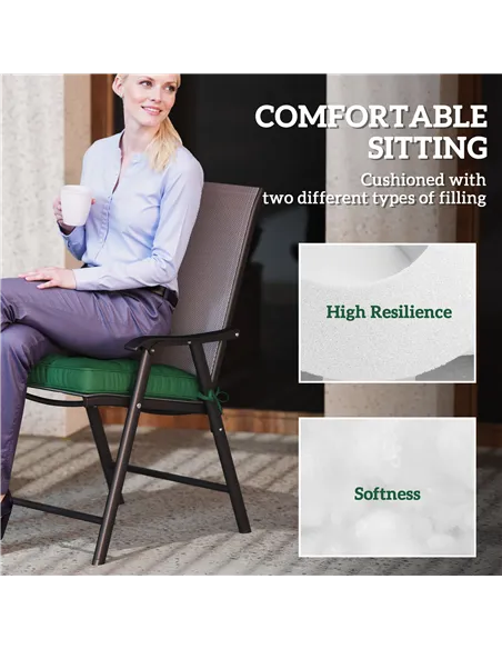 Outsunny Set of 4 42 x 42cm Outdoor Seat Cushions - Green