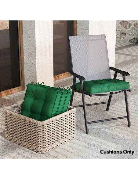 Outsunny Set of 4 42 x 42cm Outdoor Seat Cushions - Green