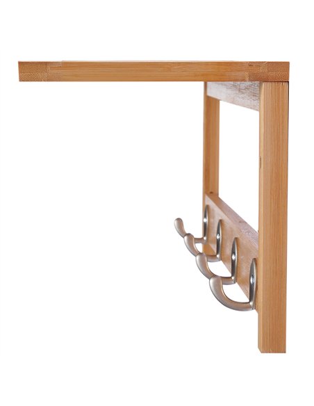 HOMCOM Wall Mounted Coat Clothes Hat Hanger 4 Hooks Rack Stand with Rail & Storage Shelf for Hallway Entryway Bedroom Bathroom