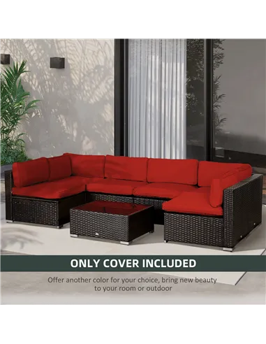 Outsunny Set of 14 Outdoor Cushion Covers - Red