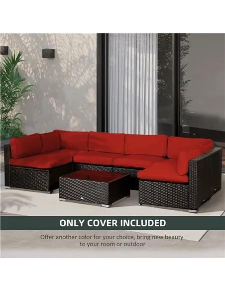 Outsunny Set of 14 Outdoor Cushion Covers - Red