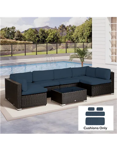 Outsunny Set of 14 Mixed Cushion Covers - Blue